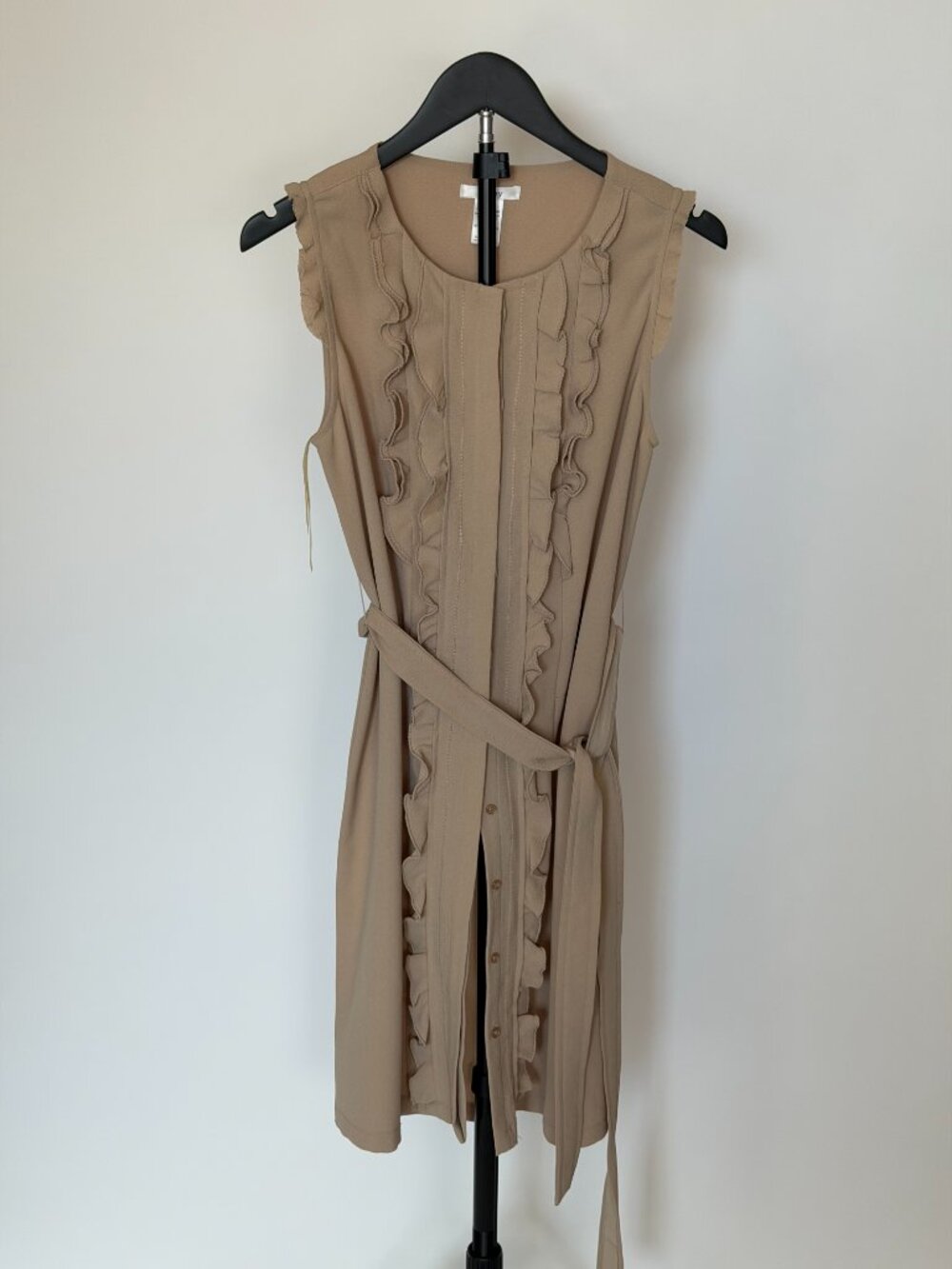 Old Navy Sleeveless Ruffle Button Front Tunic Top Beige Women's